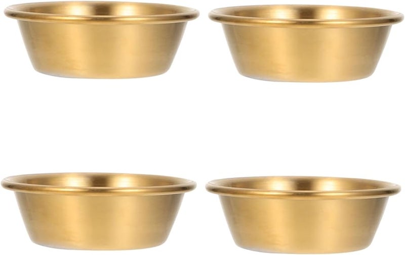 4 قطع أطباق تقديم الصلصة من الفولاذ المقاوم للصدأ لأطباق المقبلات وأوعية الغمس للتوابل - Image 1