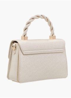 Flora Bella By Shoexpress Women's Textured Satchel Bag with Handle and Chain Strap  - Image 4