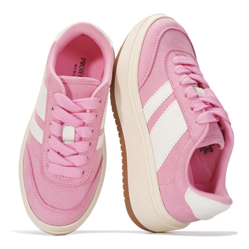 Project Cloud Fashion Platform Sneakers for Kids 2026 - Lightweight Memory Foam Insole Kids Shoes - Durable & Non-Slip Lace up Trendy Platform Kids Sneakers (Little Nita, Pink,2K) - Image 1