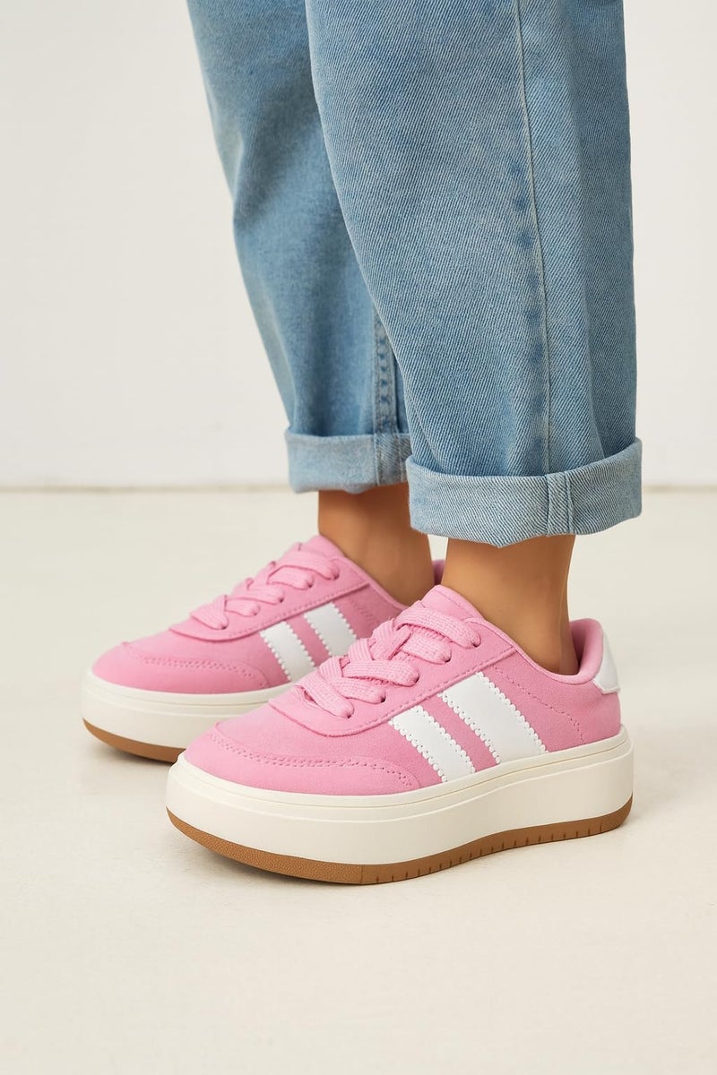 Project Cloud Fashion Platform Sneakers for Kids 2026 - Lightweight Memory Foam Insole Kids Shoes - Durable & Non-Slip Lace up Trendy Platform Kids Sneakers (Little Nita, Pink,2K) - Image 2