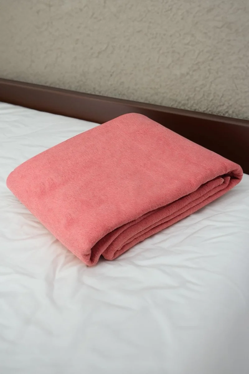 Pikas Yeşilhome Double Cotton Blanket, Double Sided Blanket Pink-Cream