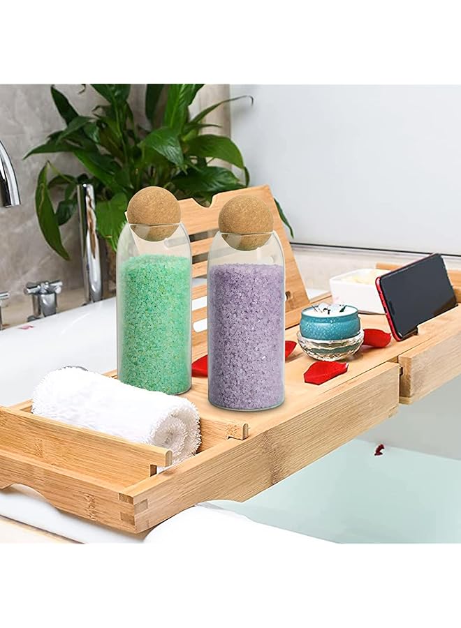 كومساف وعاء تخزين زجاجي سعة 34 أونصة مع كرة من الفلين، وعاء تخزين قهوة، 3 قطع من وعاء ملح الاستحمام، زجاج بأغطية من الفلين، ديكور للحلوى والشاي وحامل أعواد قطنية لصيدلية الحمام - Image 3