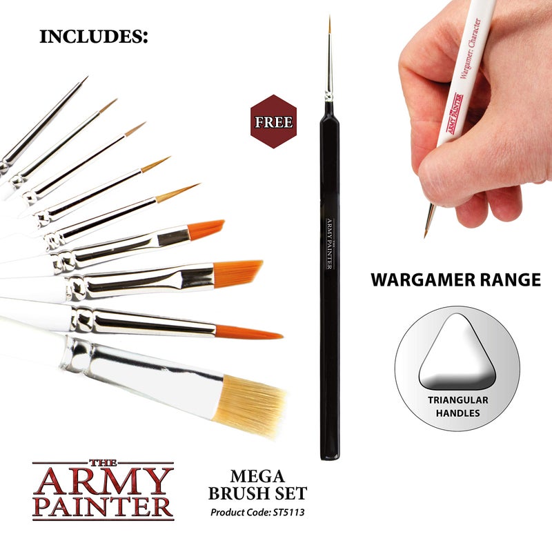 The Army Painter, Wargames Mega Brush Set, 10 Miniature Paint Brushes, Incl. Free Masterclass Kolinsky Sable Hair Brush and Detail Paint Brush with Fine Tip - for Miniature Painting, DND & Warhammer - Image 3