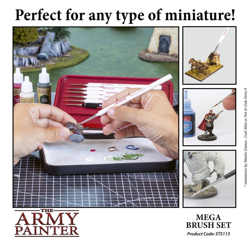 The Army Painter, Wargames Mega Brush Set, 10 Miniature Paint Brushes, Incl. Free Masterclass Kolinsky Sable Hair Brush and Detail Paint Brush with Fine Tip - for Miniature Painting, DND & Warhammer - Image 4