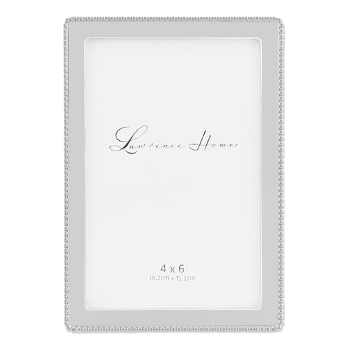 Lawrence Frames Metal Picture Frame with Delicate Outer Border of Beads, Silver, 4x6 - Image 2
