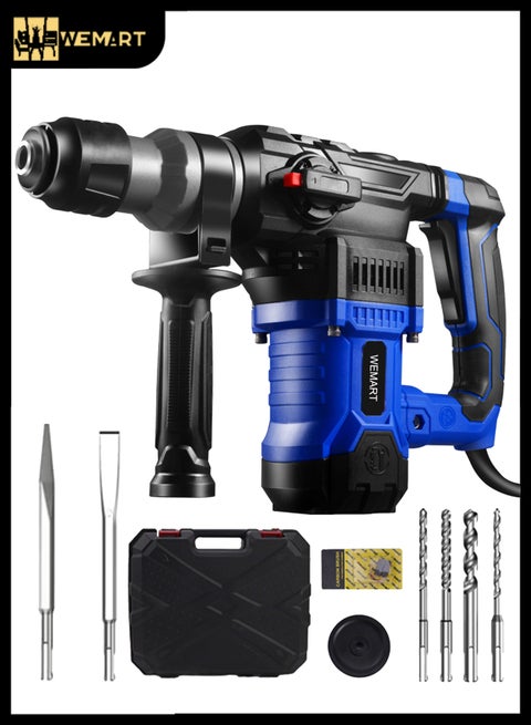 2400W Rotary Hammer Drill,1-1/4 Inch SDS-Plus 13 Amp Heavy Duty Rotary Hammer Drill with Safety Clutch and Variable Speed, Including Chisels and Drill Bits
