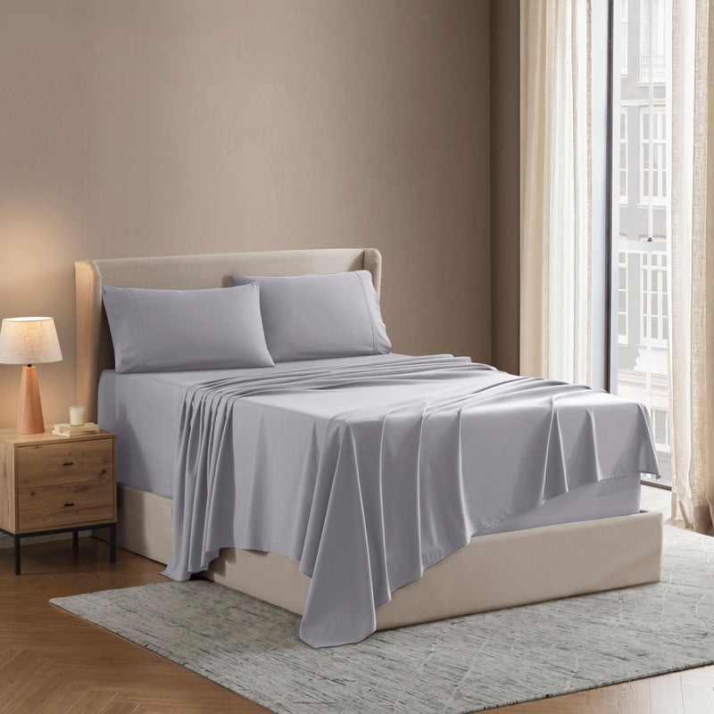 Nestl Nestl Short Queen Sheet Set  1800 UltraSoft Microfiber  Double Brushed  Deep Pockets  Easy Fit  4 Piece Set  Bed Sheets Short Queen Light Grey 