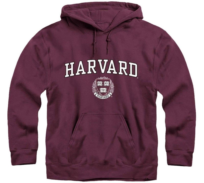 Ivysport Harvard University Hooded Sweatshirt, Crest, Crimson, Small - Image 1