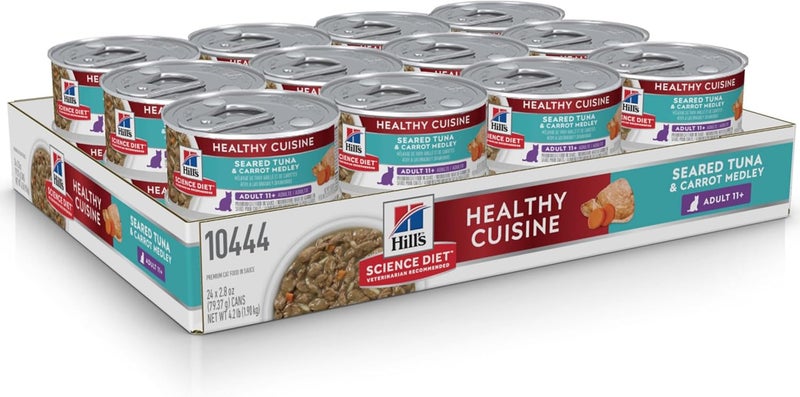 Hills Science Diet Healthy Cuisine Senior Adult 11 Great Taste Wet Cat Food Seared Tuna  Carrot Stew 28 oz Can Case of 24 - Image 3