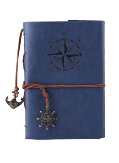 Travelers Notebook Diary, Vintage literature PU, Leather Soft Cover, A6 Refillable Pages, Stationery Gift, with Blank Pages and Retro Pendants 80pages (Deep Blue)