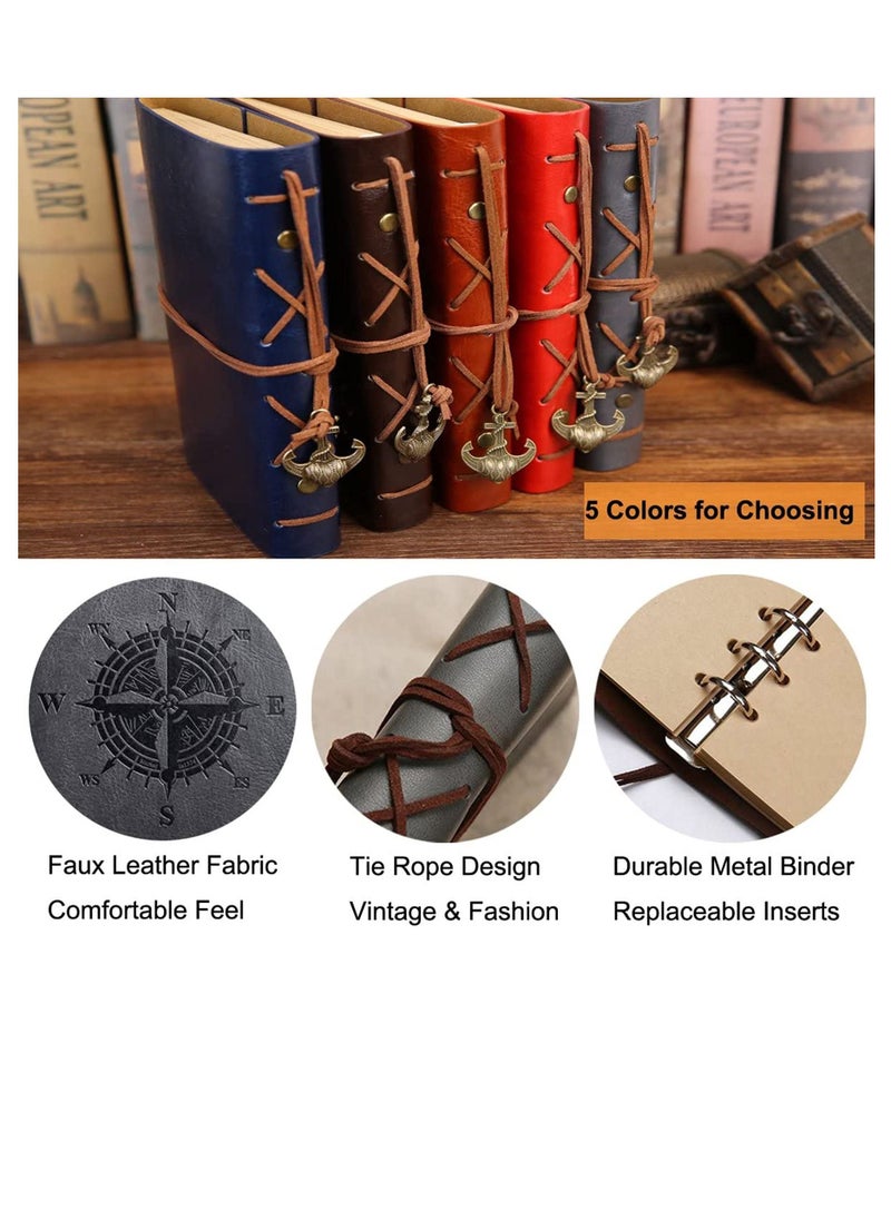 Excefore - Travelers Notebook Diary, Vintage literature PU, Leather Soft Cover, A6 Refillable Pages, Stationery Gift, with Blank Pages and Retro Pendants 80pages (Deep Blue) - Image 1
