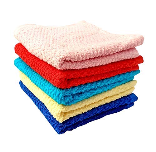 Space Fly Fresh Loom 400 GSM, Big Size 100% Cotton Face Hanky, Face Towel, Handkerchiefs (Multi Color_5 Pieces_12X12 inch) - Image 4