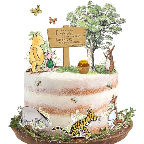 Thcbme Winnie Cake Toppers for Baby Shower Decorations 13pcs Classic Cake Cupcake Toppers for Birthday Party Cake Decorations - Image 1