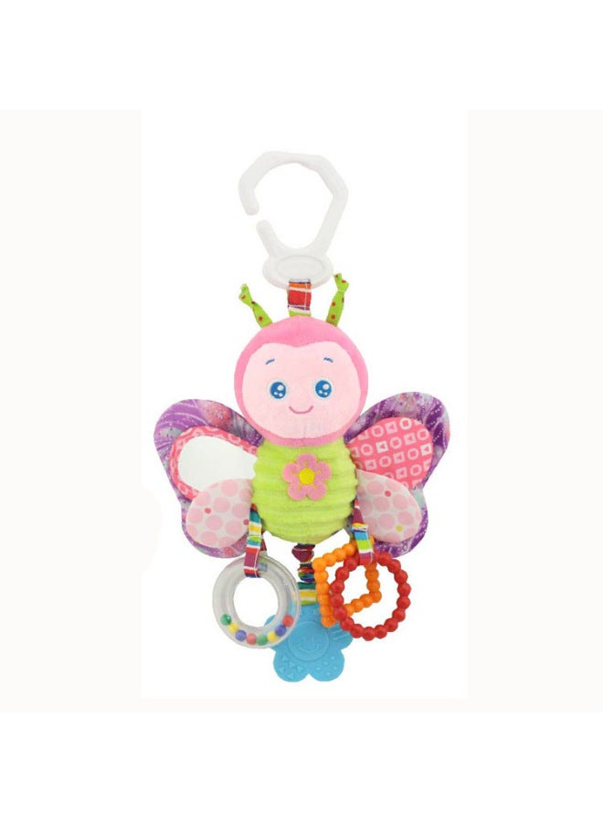 Happy Monkey Baby Bed Hanging Animal Rattle Pendant Toddler With Teeth Bb Ring Paper Plush Toy-Color:H026A Butterfly - Image 1