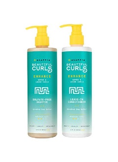 Alaffia Beautiful Curls Curl Enhancing Shampoo And Leavein Conditioner Duo For Wavy To Curly Hair Natural No Sulfates Includes 12Oz Shampoo & 12Oz Leavein Conditioner  - Image 1