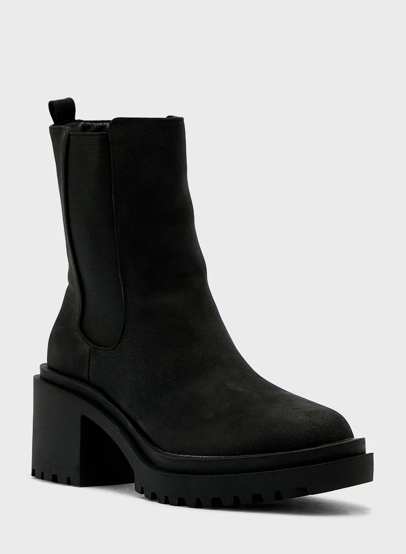 Ginger Faux Suede Chunky Chelsea Boot