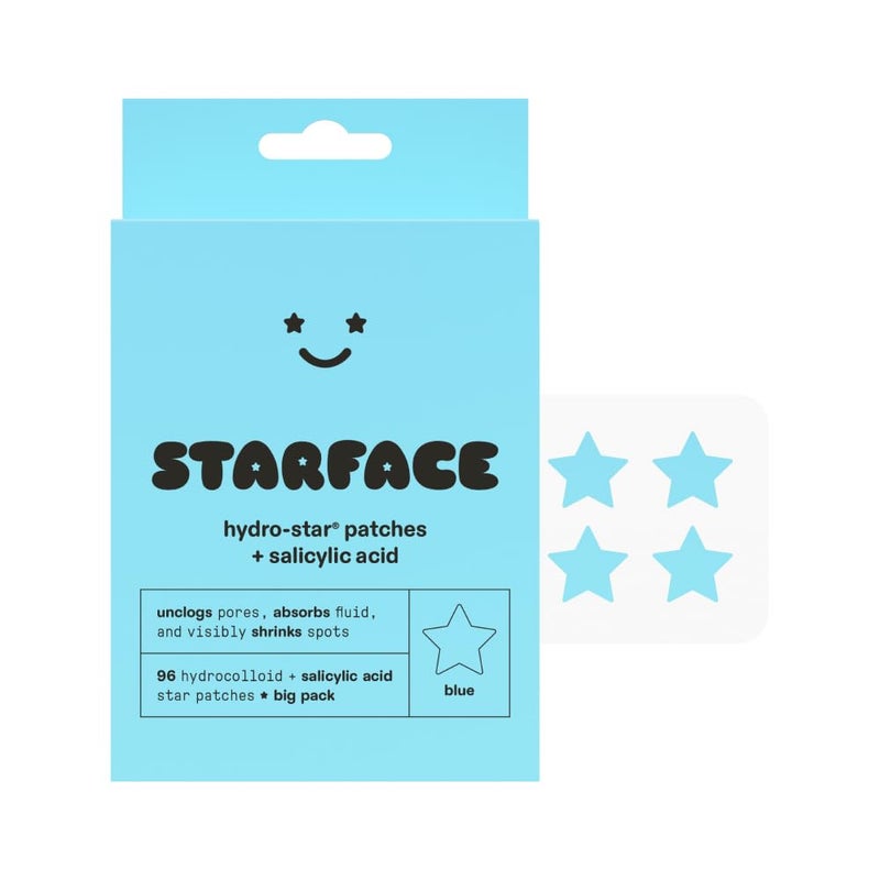 Starface World ستارفيس هيدرو-ستار + حمض الساليسيليك باك كبير، لاصقات هيدروكوليد مع حمض الساليسيليك، تساعد على تقليص وتهدئة البقع بشكل مرئي، شكل نجمة لطيف (96 قطعة) - Image 1