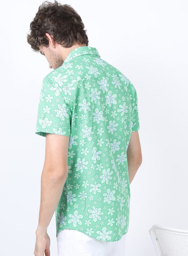 HIGHLANDER All Over Floral Print Slim Fit Shirt with Short Sleeves - Image 3