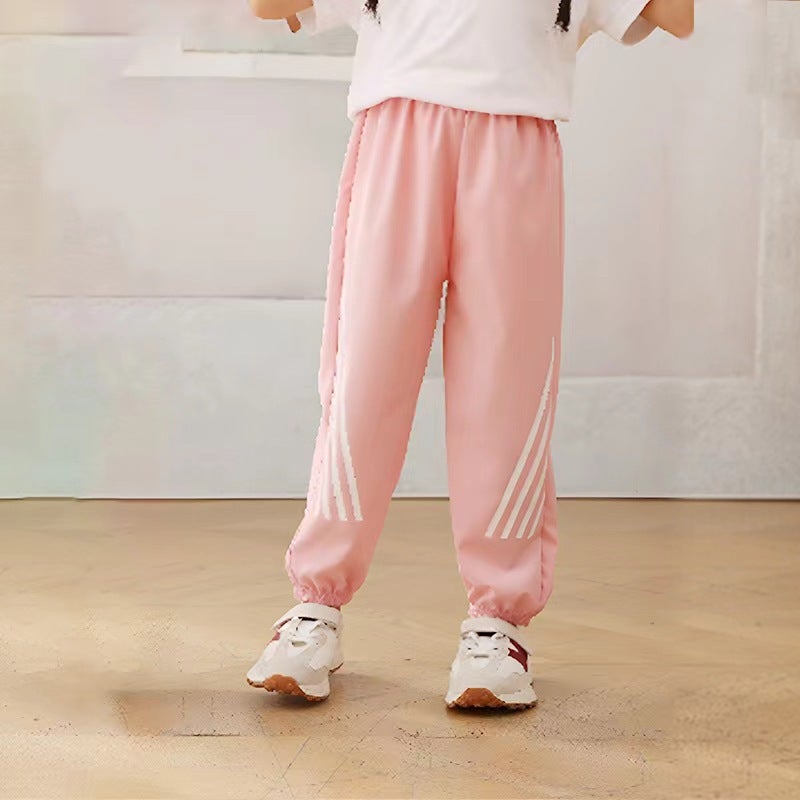 Children'S Anti-Mosquito Pants 2024 Summer Sports Trousers Casual Pants Striped Foot-Up Pants Children'S Large Trousers - Image 1