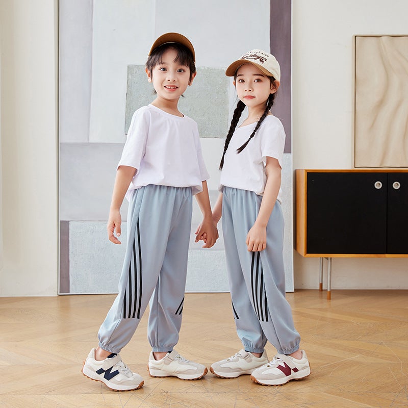 Children'S Anti-Mosquito Pants 2024 Summer Sports Trousers Casual Pants Striped Foot-Up Pants Children'S Large Trousers - Image 4