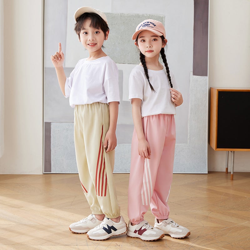 Children'S Anti-Mosquito Pants 2024 Summer Sports Trousers Casual Pants Striped Foot-Up Pants Children'S Large Trousers - Image 5