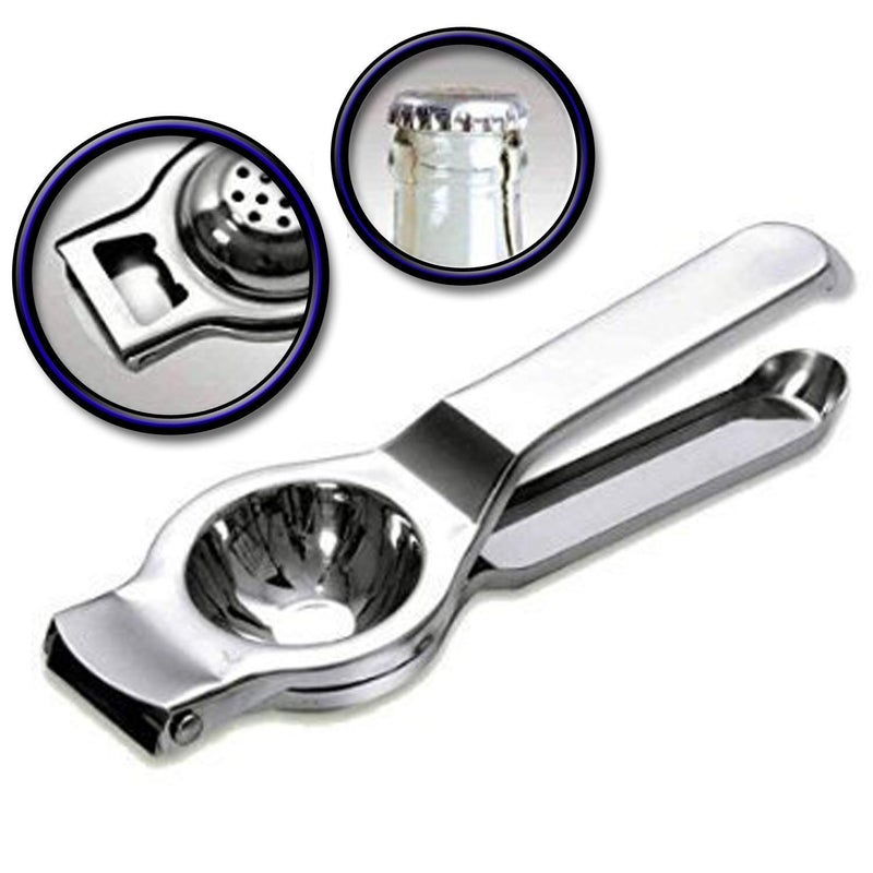 siddhmurti Heavy Duty Stainless Steel Manual Press Lemon Squeezer Manual 2 in 1 Bottle Opner - Image 4