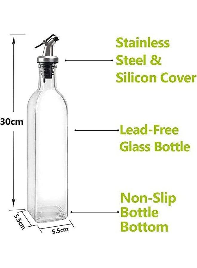 Slyford Glass 2Pc Leak-Proof Oil Dispenser Bottle With Silicon Funnel, Oil & Vinegar Cruet Dispenser Bottle, 500 ml Transparent - Image 4