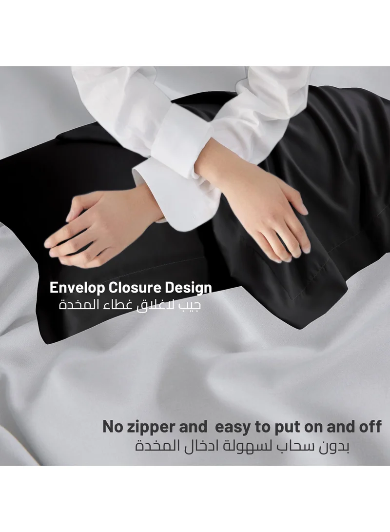 Donetella black Standard Pillowcase Set of 2, Size 50x75 cm, Ultra Soft Brushed Microfiber, Envelope Closure, Durable, Wrinkle & Fade Resistant Pillow Covers  | Best Price UAE