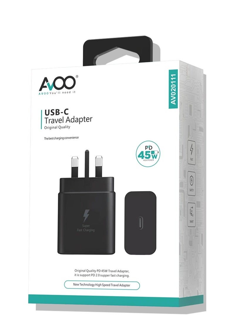 AVOO Fast charger for Samsung Galaxy, charger head without charging cable, 45 watts, S23 Ultra, S23 Plus, S23, S23, S22 Ultra, S22, S21 Ultra, S21, S21, A54, A53, A52, A32 - 45W - Image 2