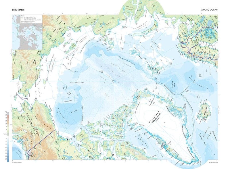 MapSherpa The Times Atlas: Arctic Ocean - Compact - 22.25 x 16.25 inch Poster - Front Lamination - Image 5