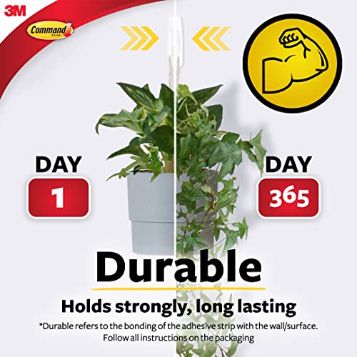 Command Large Plastic Hooks for walls, pack of 1 Hook and 2 Strips, Holds 2.2kg, Self Adhesive, Damage Free Walls,White - Image 3