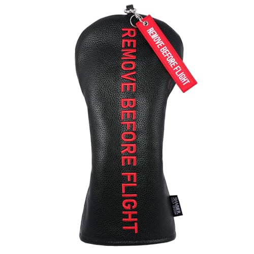 SHABIER Black Golf Head Cover with Red Remove Before Flight Design for Driver Club - Image 1