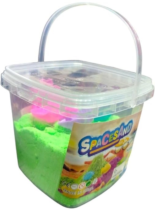 Amazing Dough and Magic Clay With Mould, Reusable Sensory Set, Gluten-Free Wonder Sand Activity Toys, Indoor Games for Kids Age 10 to 15 Green (750 GM Bucket) - Image 1