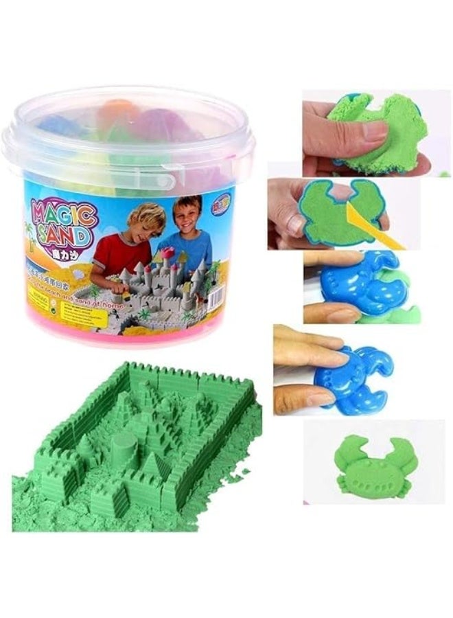 Amazing Dough and Magic Clay With Mould, Reusable Sensory Set, Gluten-Free Wonder Sand Activity Toys, Indoor Games for Kids Age 10 to 15 Green (750 GM Bucket) - Image 4