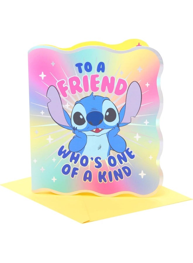 UK Greetings Disney Lilo & Stitch To A Friend Who’S One Of A Kind Greeting Card (15.9 X 18.4 Cm) - Image 1