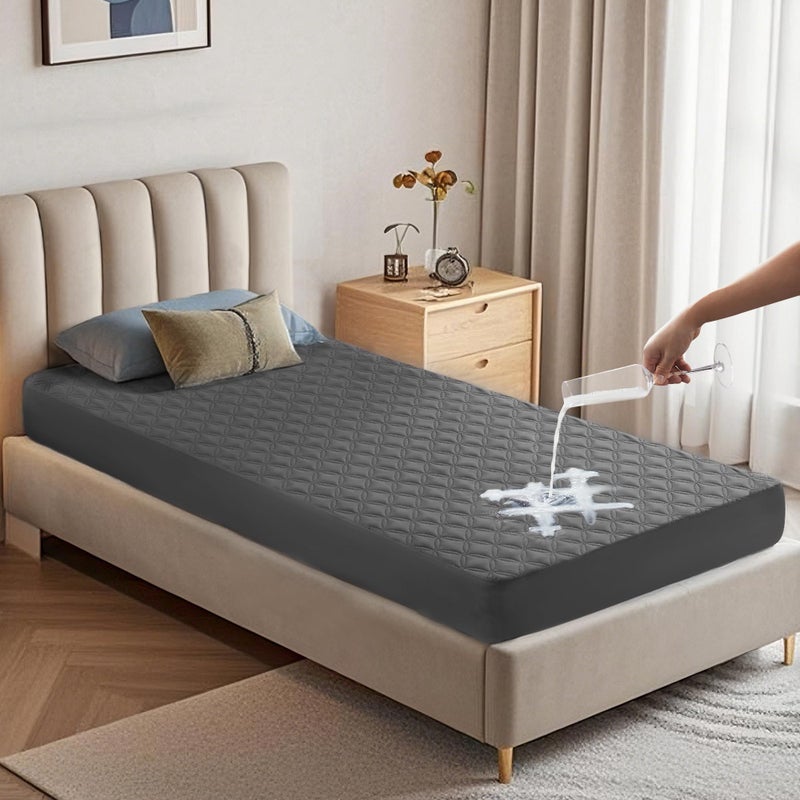 BEDLORE Waterproof Mattress Protector Noiseless Twin XL Size Mattress Pad with Deep Pocket Fitted Up to 615 Soft Breathable DirtProof Mattress Cover for College Dorm Gray