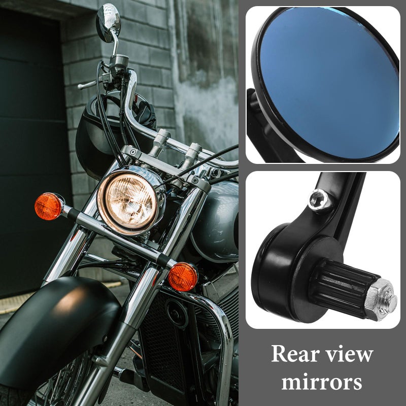 CNC Aluminum Bar End Rear View Mirrors For Cafe Racer Electric Motorcycle Replacement - Image 4