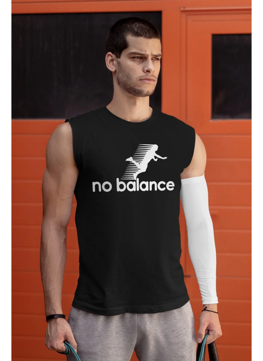 روك اند رول No Balance Black Cut Sleeve / Sleeveless Men's T-Shirt