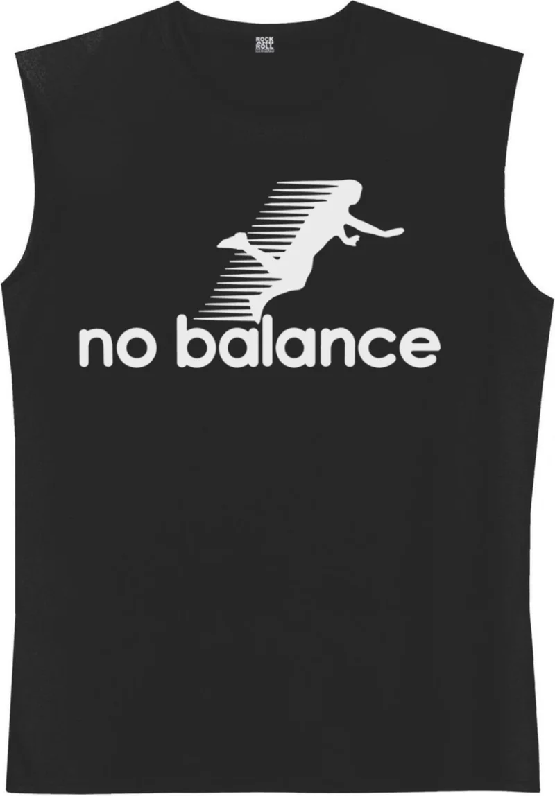 روك اند رول No Balance Black Cut Sleeve / Sleeveless Men's T-Shirt