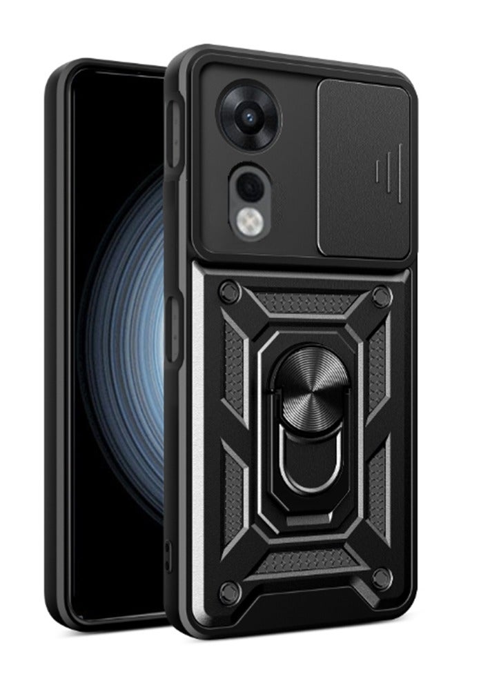 for ZTE nubia NEO 2 5G Case Cover, Slide Camera Lens Cover, Magnetic Ring Holder Kickstand Protective Phone Case for ZTE nubia NEO 2 5G, Black 