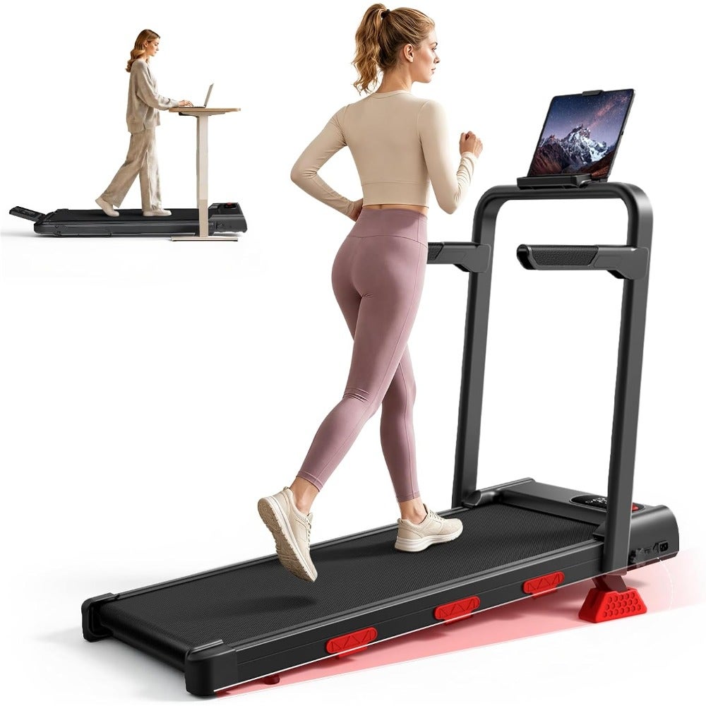 Treadmill with 17% incline Under Desk Walking Pad with Handlebar 3.0HP