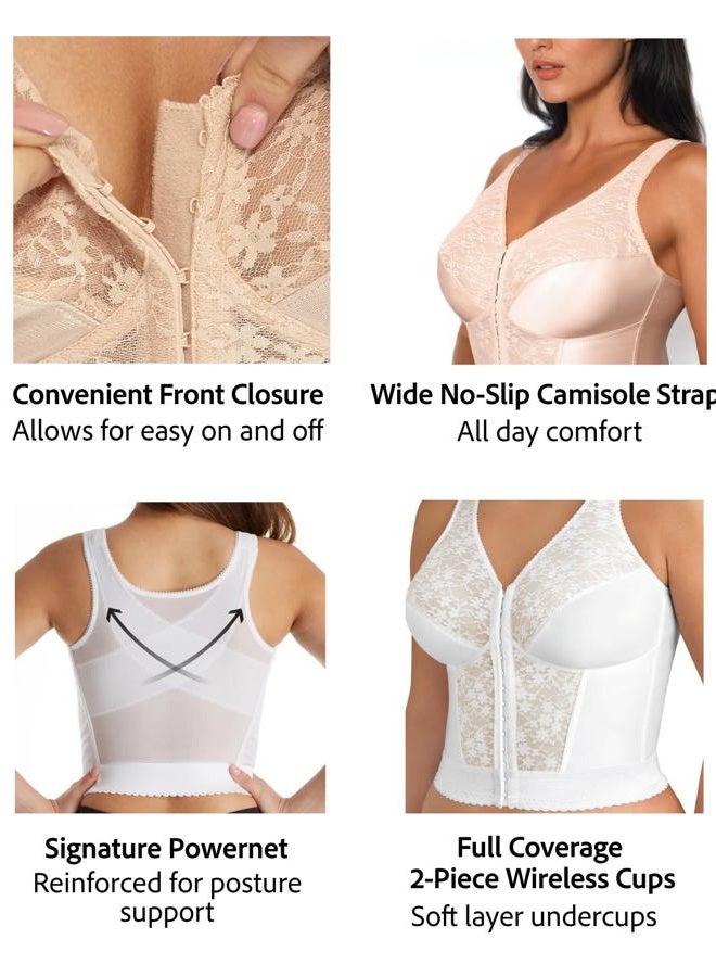 Exquisite Form 5107565 Fully Women's Original Longline Lace Posture Bra, Rose Beige, 38B - Image 4