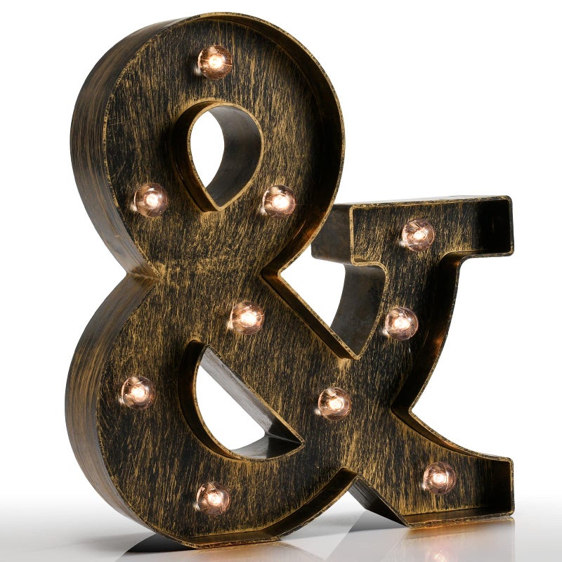 Vintage Light Up Marquee Letters with Lights  Illuminated Industrial Style Lighted Alphabet Letter Signs  Coffee Bar Apartment Bedroom Wall Home Initials Decor