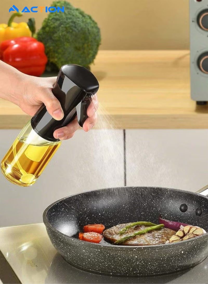 أكشن زجاجة رش الزيت بفوهة عالية الضغط - 200 مل زجاج متين بدرجة غذائية للطهي الصحي، الشواء، القلي، السلطة، السفر - مقبض مريح غير قابل للانزلاق، تصميم فوهة واسعة، محكمة الإغلاق - Image 3