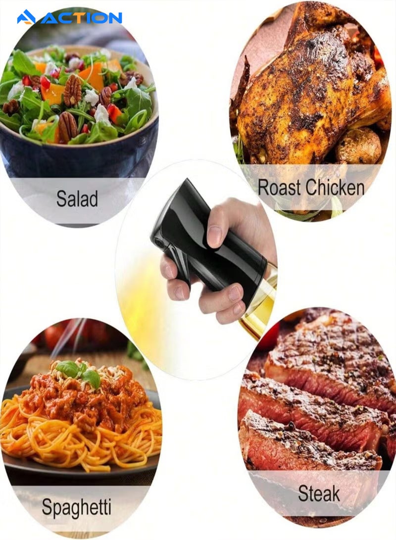 أكشن زجاجة رش الزيت بفوهة عالية الضغط - 200 مل زجاج متين بدرجة غذائية للطهي الصحي، الشواء، القلي، السلطة، السفر - مقبض مريح غير قابل للانزلاق، تصميم فوهة واسعة، محكمة الإغلاق - Image 4