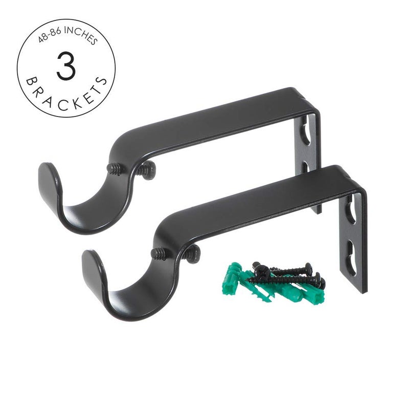 Ivilon Drapery Window Curtain Rod - End Cap Style Design 1 Inch Pole. 48 to 86 Inch Color Black - Image 2