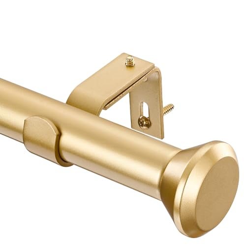 SIMEWIN Heavy Duty Curtain Rods for Windows 72 to 144 Inches 1 Inch Gold Adjustable Curtain Rods with Diamond Finials for Bedroom Living Room Patio Kitchen Farmhouse