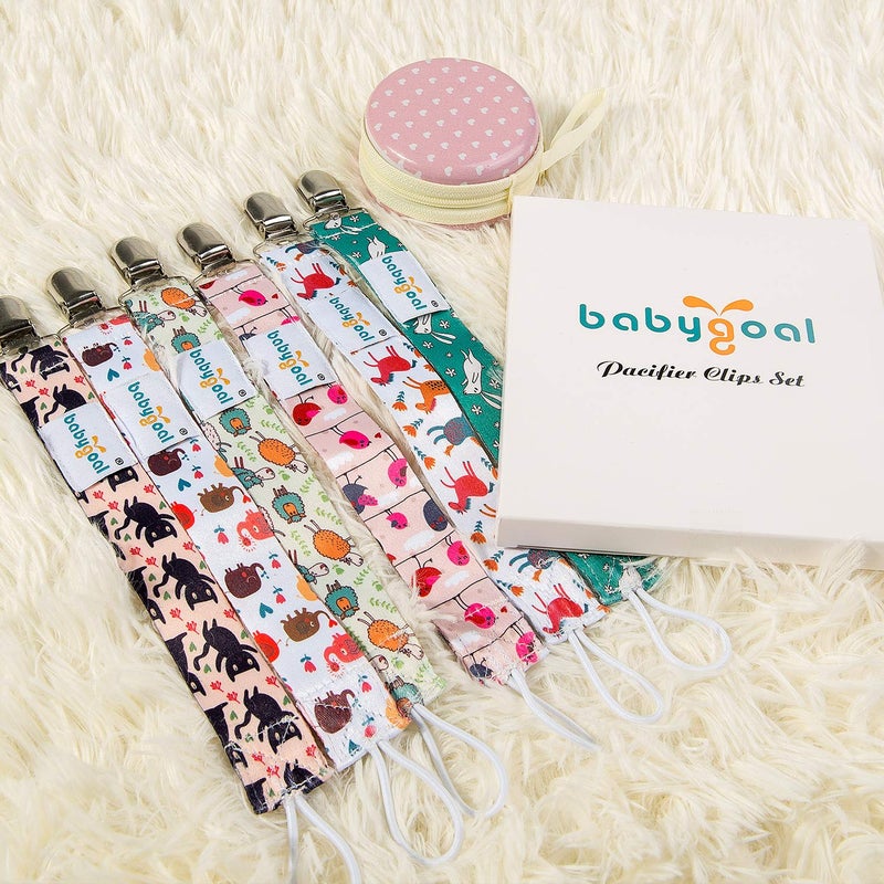 Babygoal Pacifier Clips, 6 Pack Pacifier Holder Clips for Baby Boys and Girls Fits Most Pacifier Styles 6PBM03 - Image 2