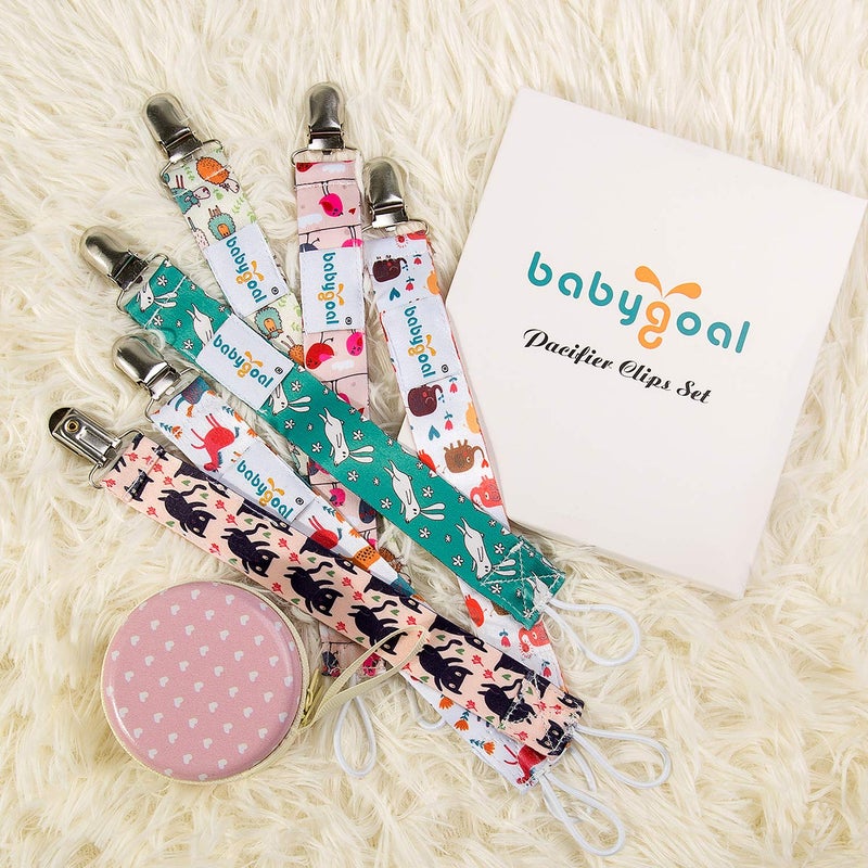 Babygoal Pacifier Clips, 6 Pack Pacifier Holder Clips for Baby Boys and Girls Fits Most Pacifier Styles 6PBM03 - Image 4