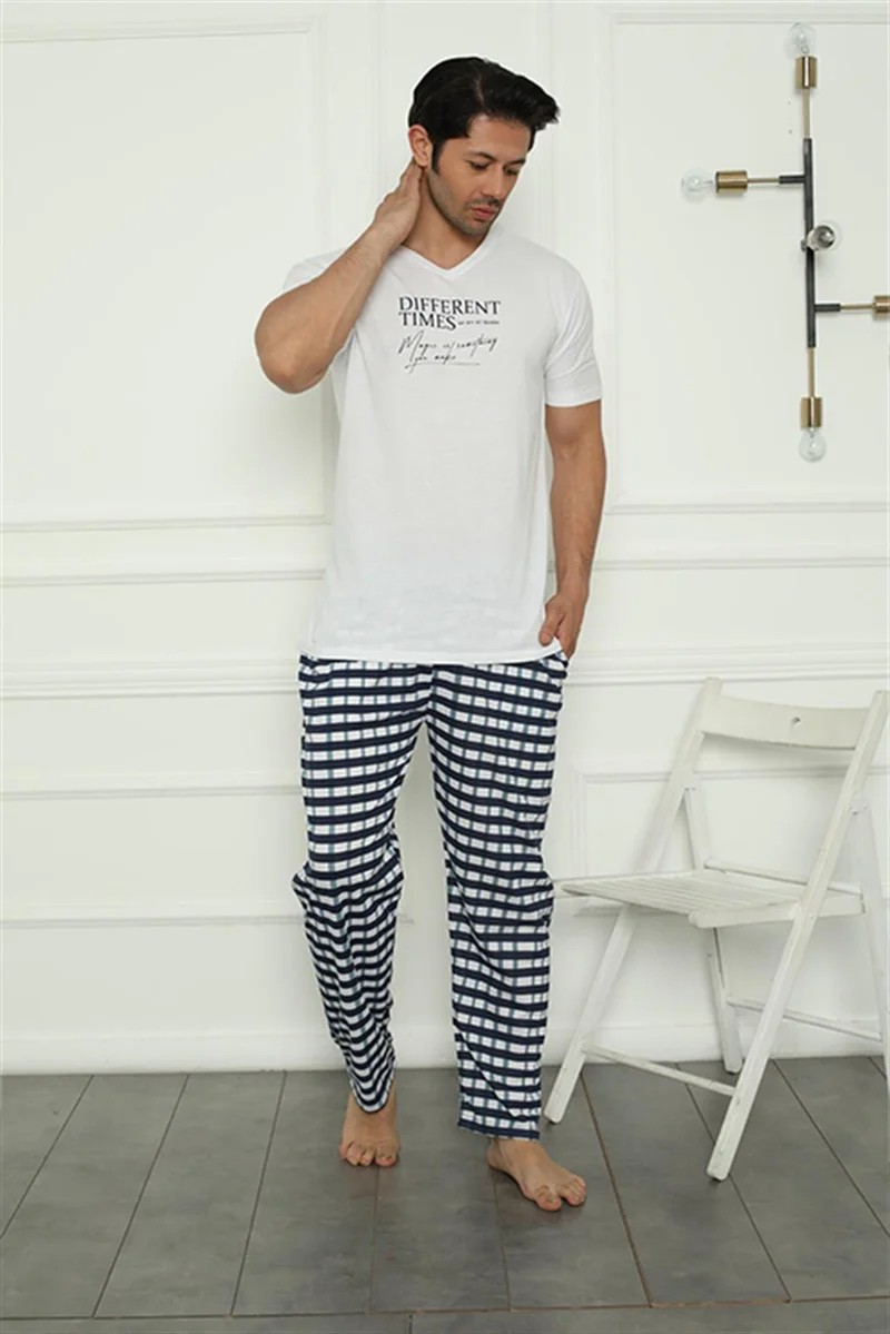 اكبينيز Men's Combed Cotton Pajama Set 6831